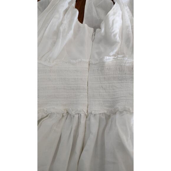 CINQ À SEPT Tamar Tie-Strap Smocked Waist Tiered Dress Ivory Size 2 - Picture 6 of 7